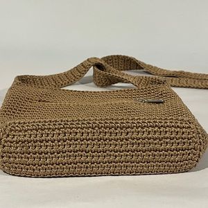 The Sak Woven Crochet Purse Front Pocket Tote Shoulder Bag Brown
